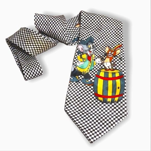 Cartoon Network 1993 Tom & Jerry Cowboys & Indians Silk Necktie - Picture 1 of 9